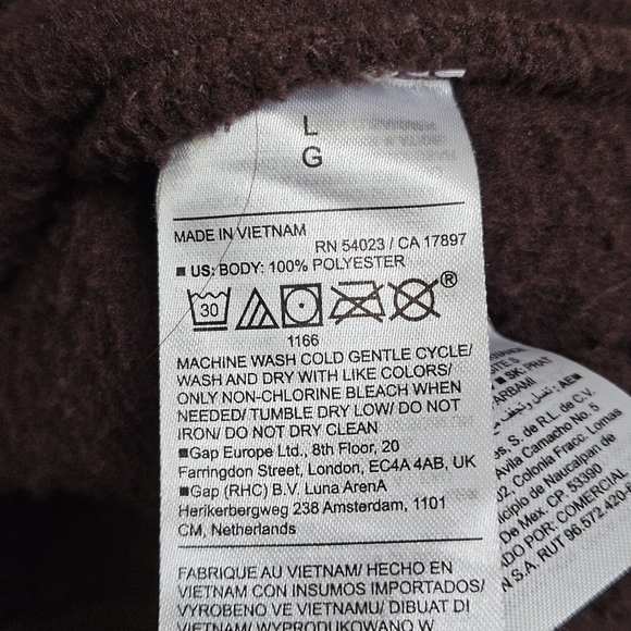 Old Navy Sz L Oversized Slouchy Cozy Dark Brown Sherpa Fleece  Zipper Jacket - Picture 6 of 16